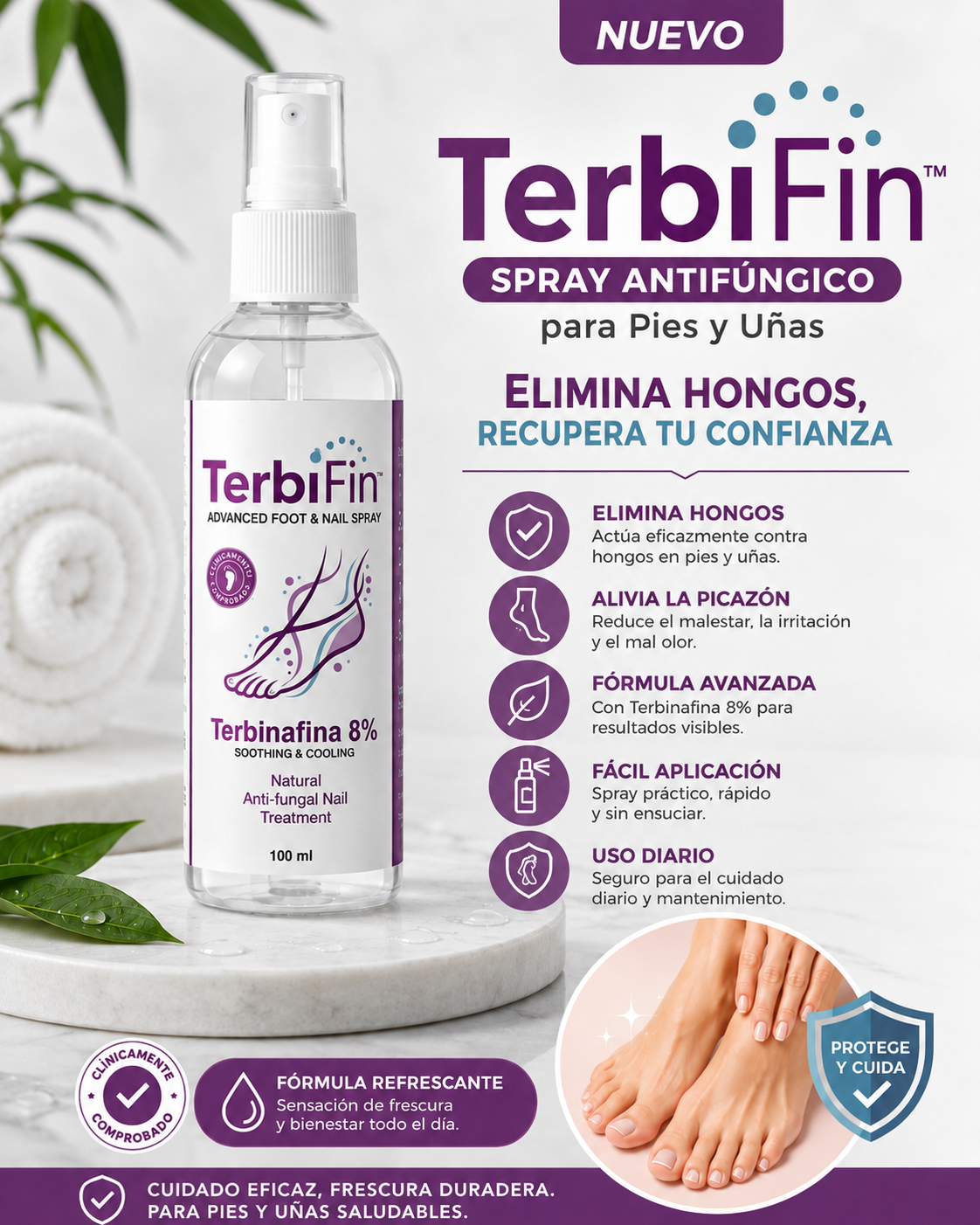 TerbiFin™|Spray AntiHongos para Pies y Uñas